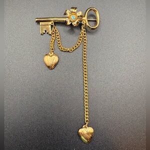 Coro Key & Heart Brooch